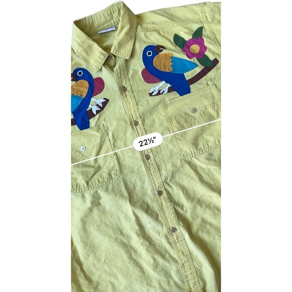 ChaCal VTG Y2K Button Down Campshirt Adult XL Yellow Parrot Grandpacore 90s - Picture 11 of 12